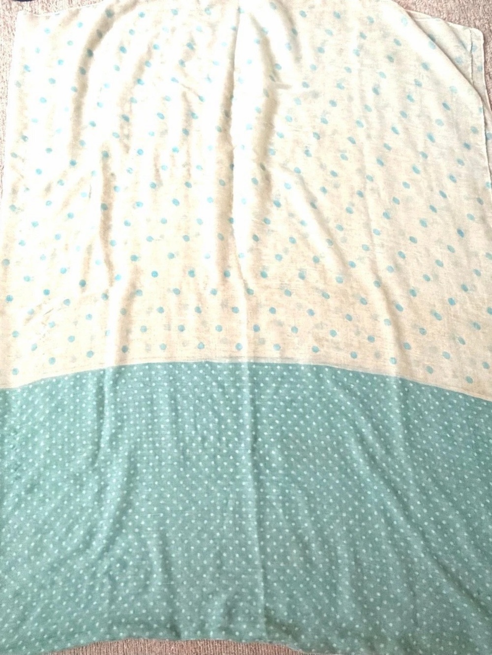 Polka Dot Color Block Scarf in Seafoam & White